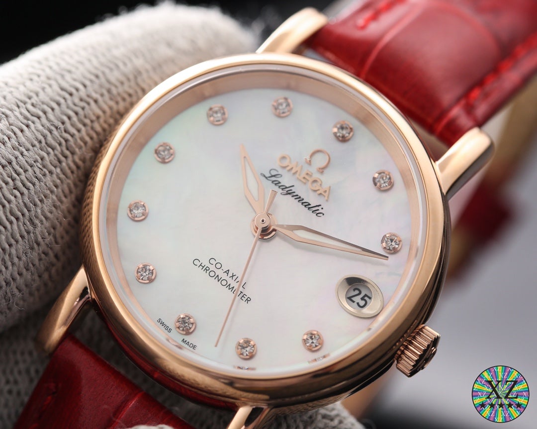 DE VILLE LADYMATIC 31MM MOP DIAL LEATHER STRAP