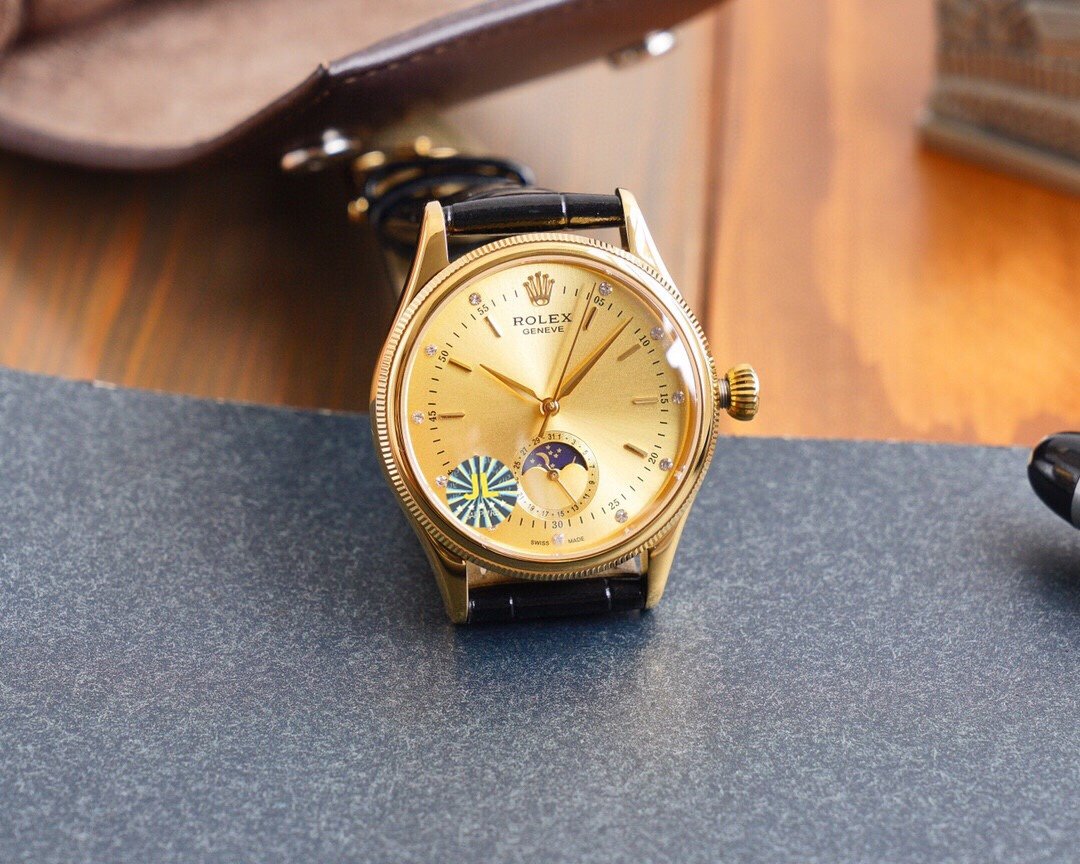 CELLINI 41 MOONPHASE GOLD CASE LEATHER