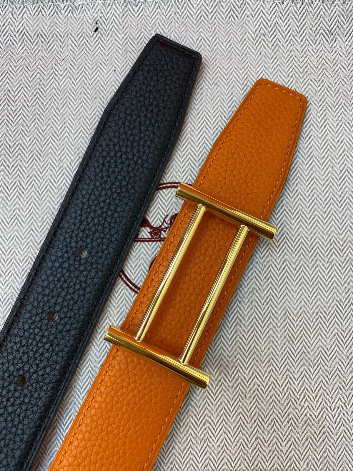 H RIDER RIVERSIBLE BELT 32MM GOLD BUCKLE BLACK GOLD LEATHER