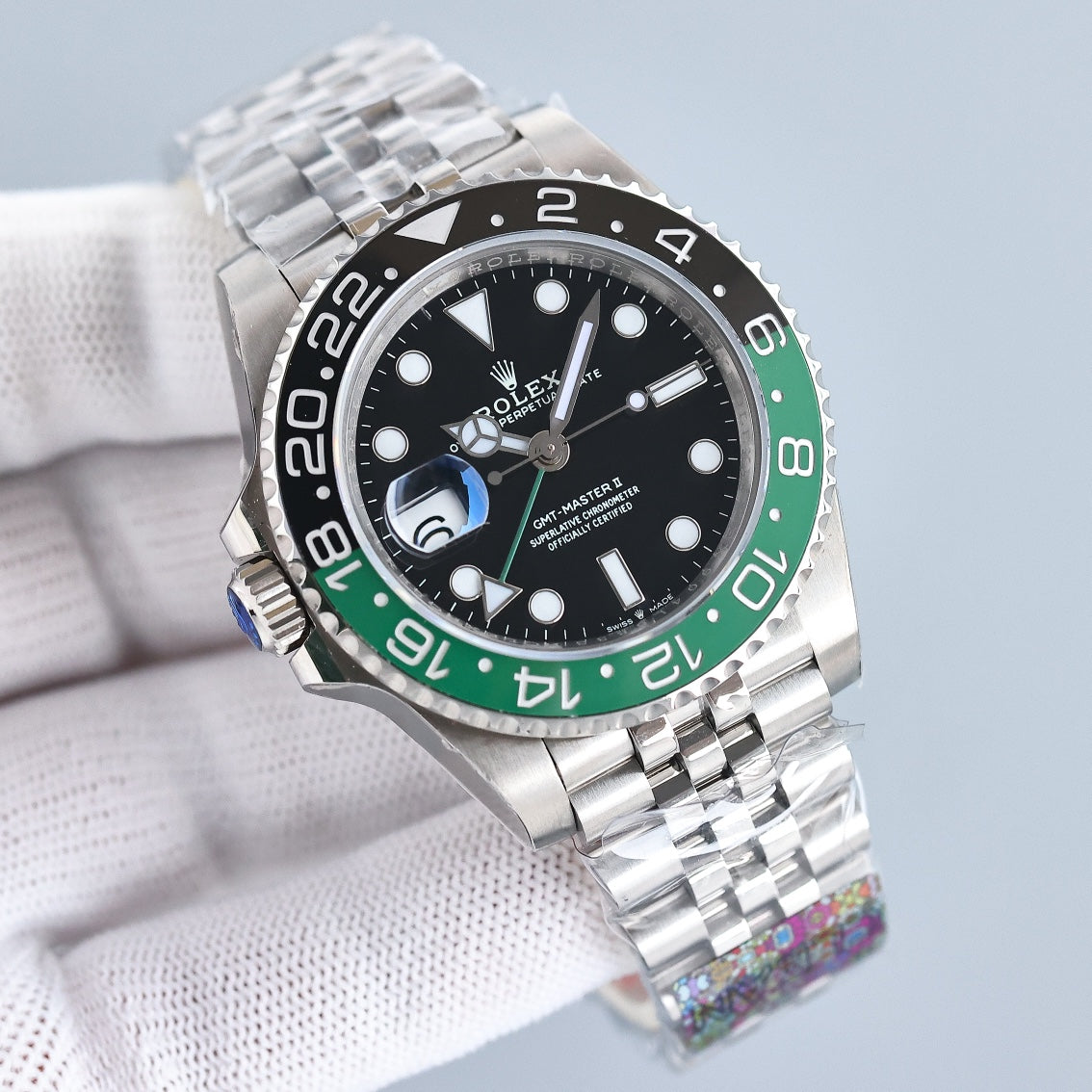 GMT-MASTER II CUSTOM GREEN BLACK BEZEL JUBILEE BRACELET