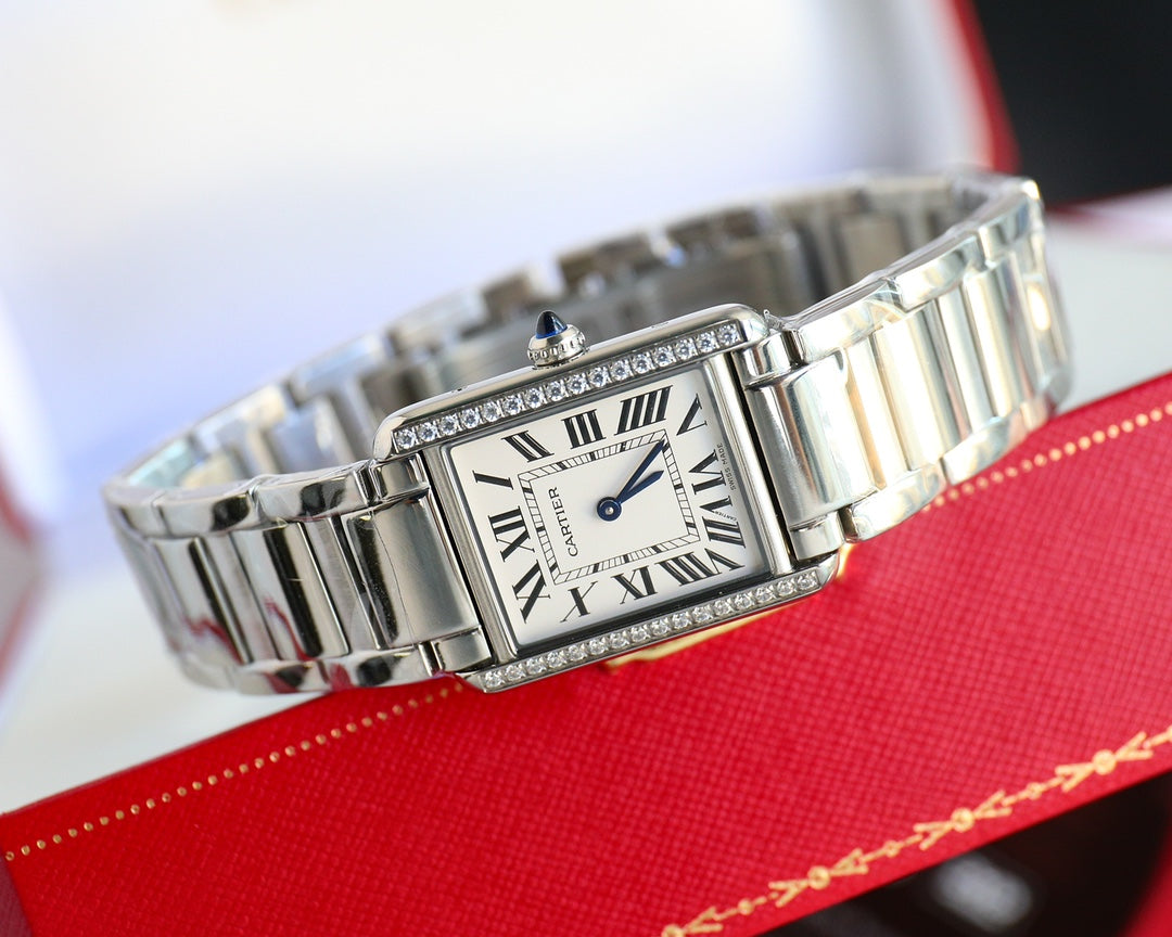 TANK MUST SMALL STEEL DIAMOND BEZEL WHITE DIAL