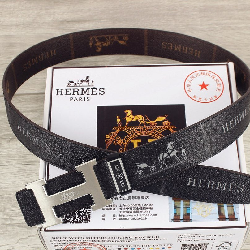 HM Constance Belt 38mm Black Cowhide Sliver Buckle 620194