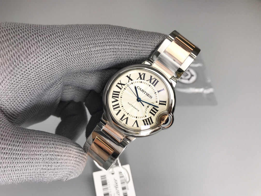 Cartier Balloon 36mm Silver Pink Gold Stainless Steel
