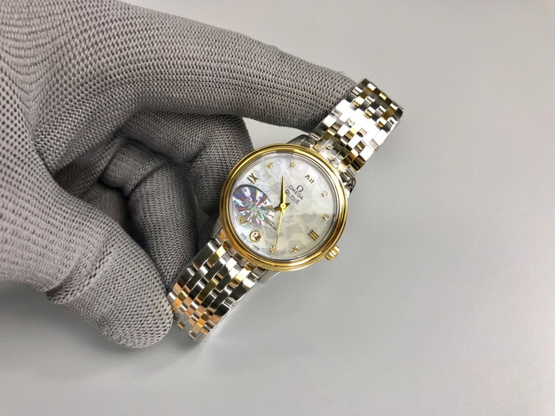 Omega De Ville 32.7mm Silver Gold White Dial