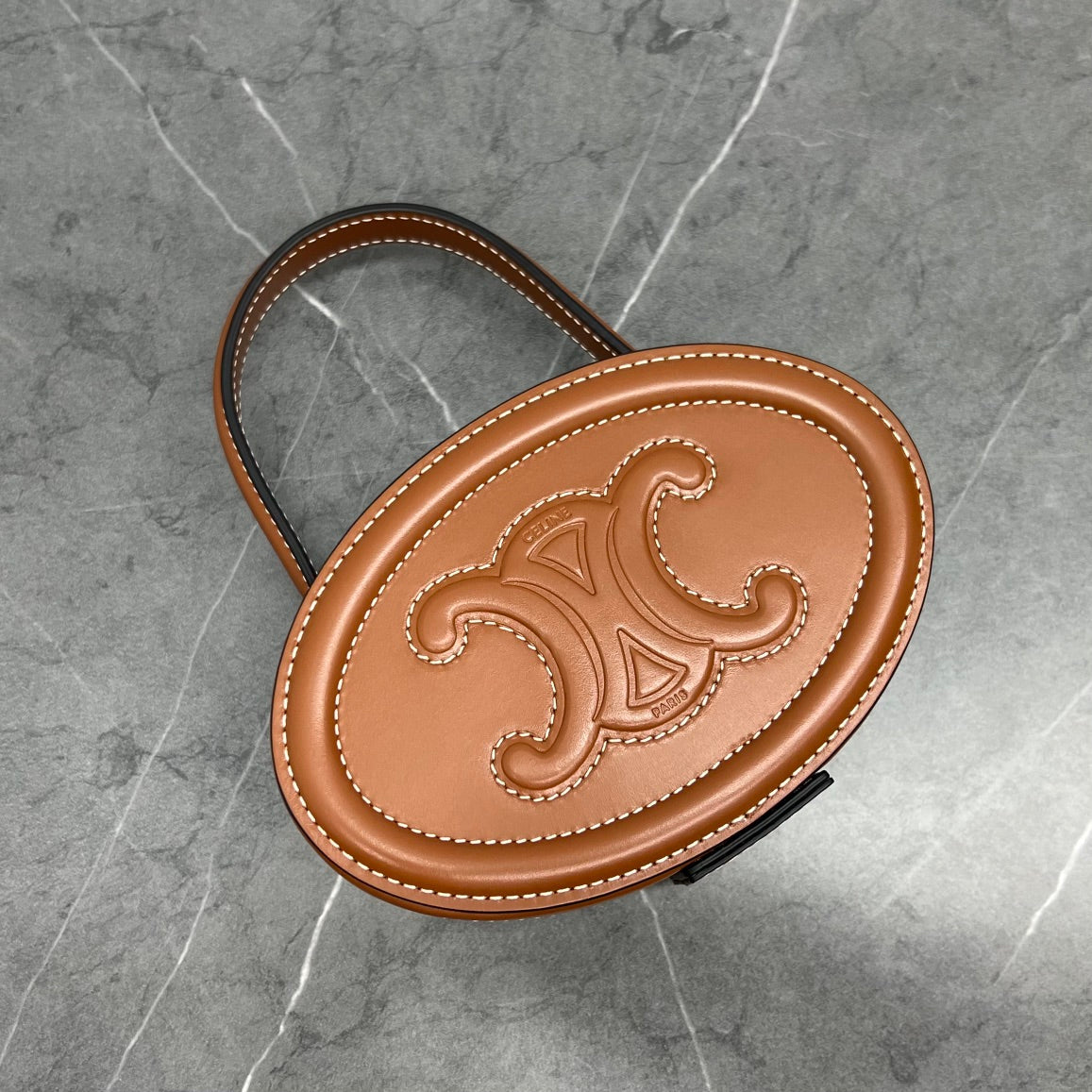 Celine Oval Minaudière Cuir Triomphe Brown Calfskin