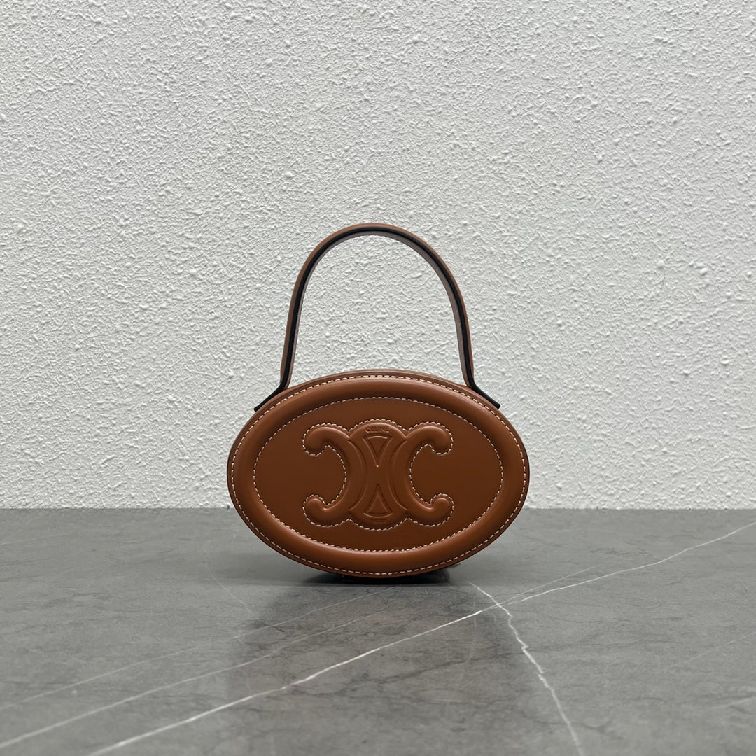 Celine Oval Minaudière Cuir Triomphe Brown Calfskin