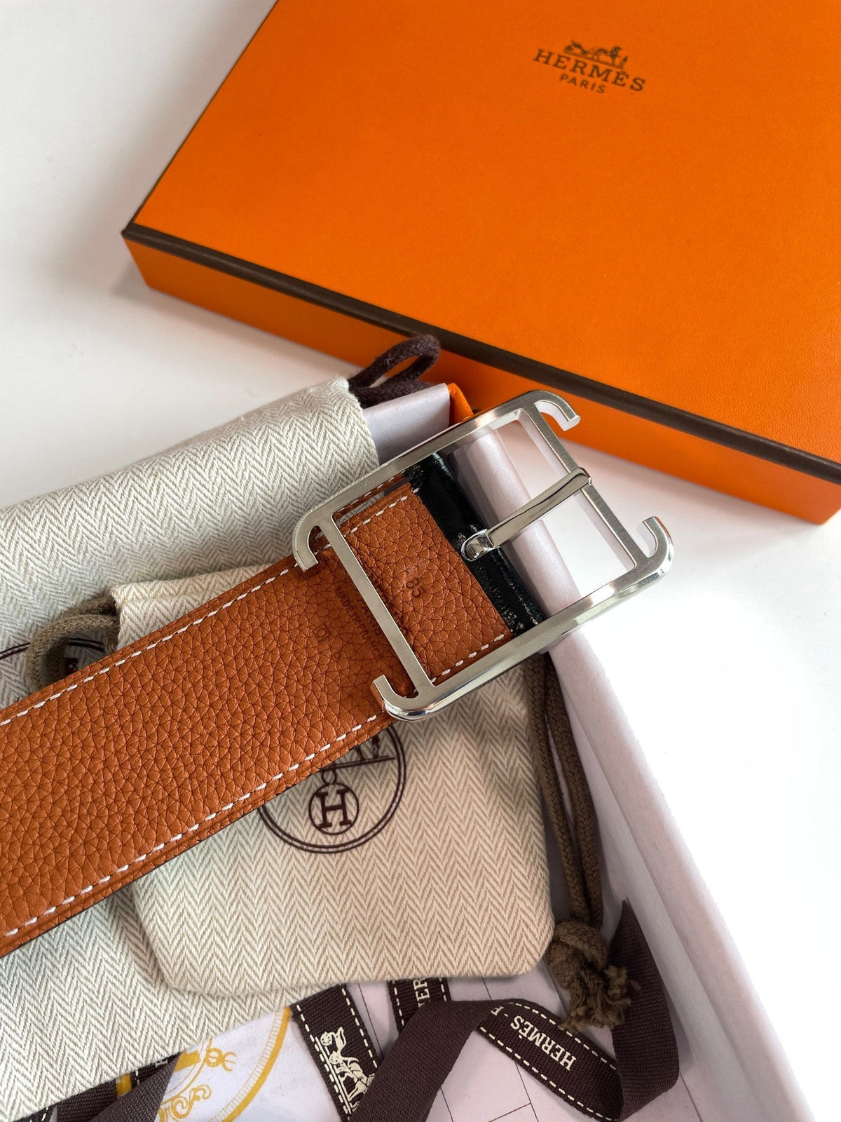 HM Society 38mm Reversible Belt Black Brown Leather 187792