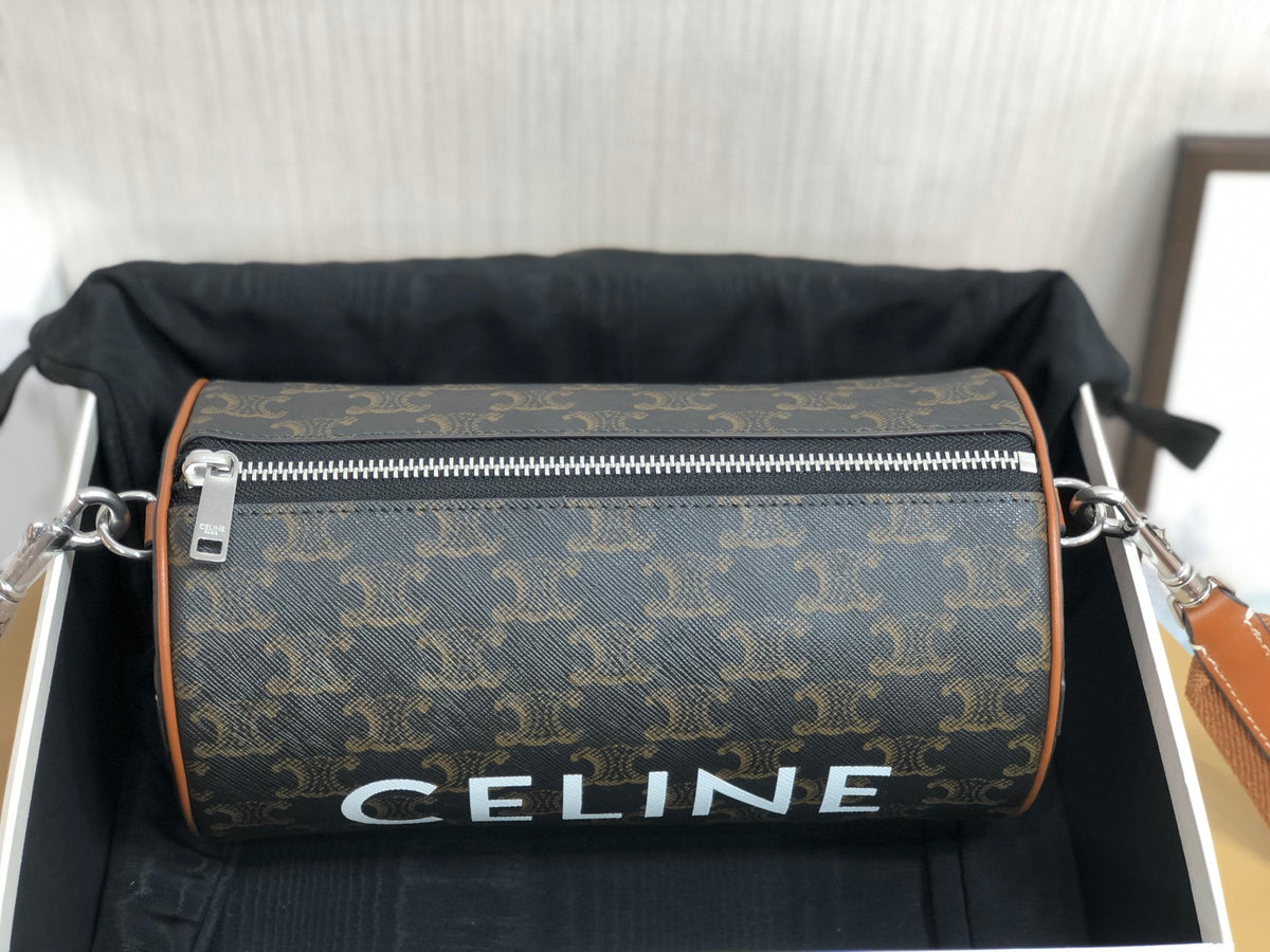 CYLINDRICAL 22 BAG BLACK PATTERN COWHIDE