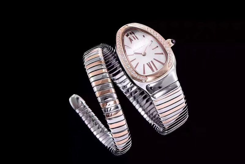 SERPENTI TUBOGAS 35MM PINK GOLD SILVER DIAMOND BEZEL