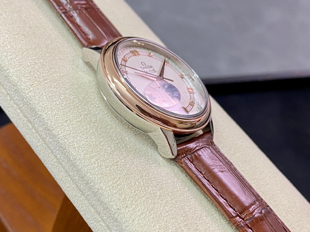 Omega De Ville 32.7mm Pink Gold White Dial