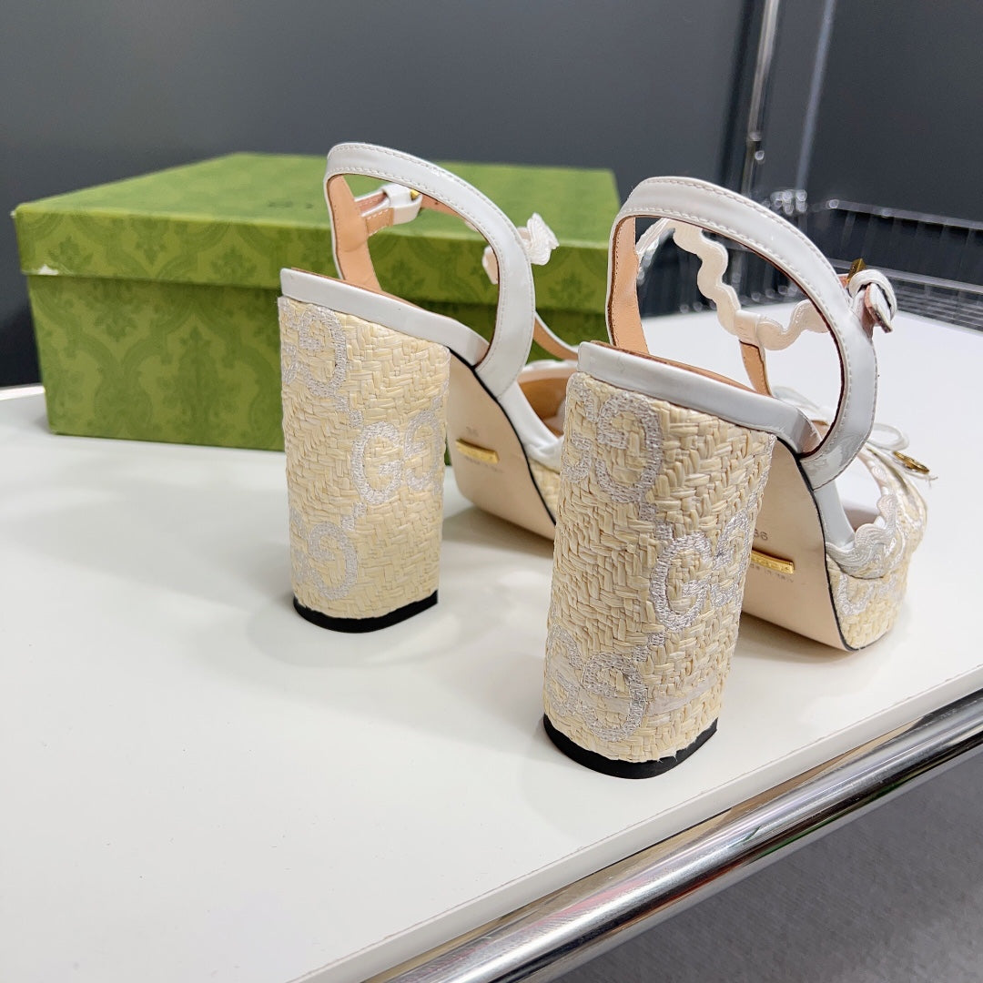 GG 105 HIGH HEEL SANDAL WHITE STRAW