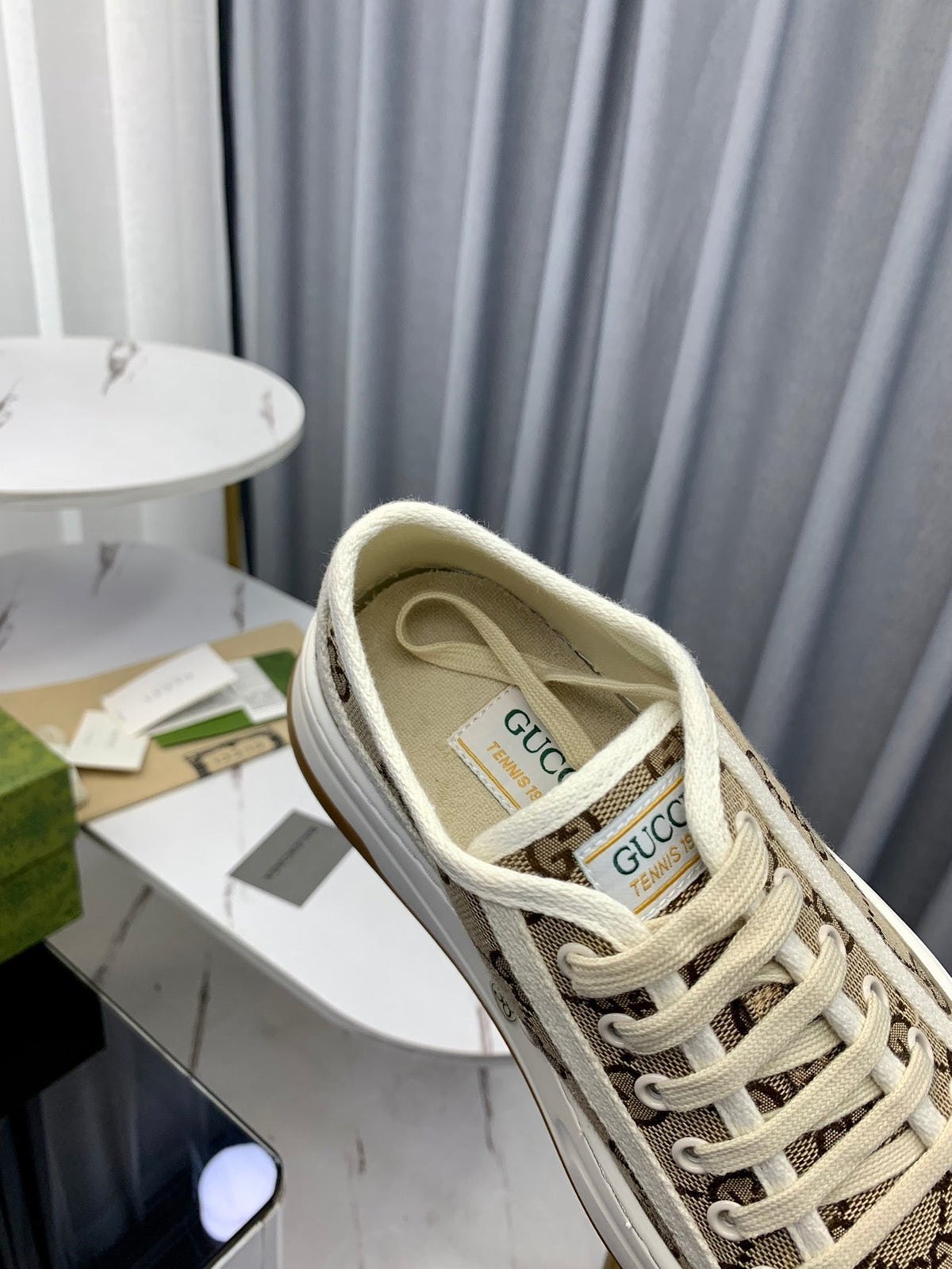GG SNEAKER FLATFORM LIGHT BROWN CANVAS