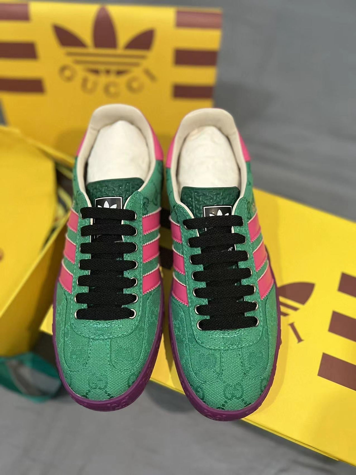 GG Sneaker Green Purple Monogram Canvas