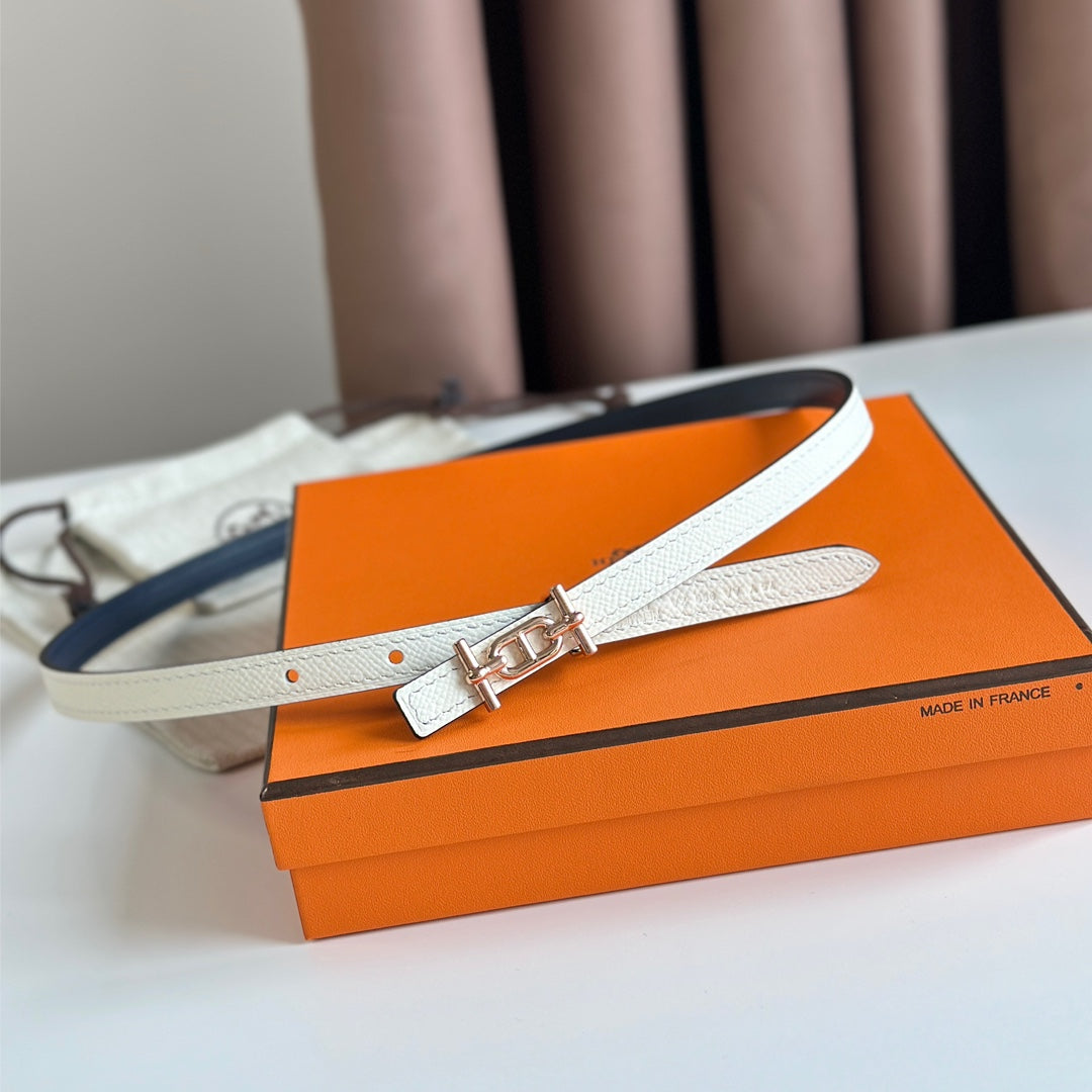 HM ANCRE BUCKLE & REVERSIBLE WHITE AND NAVY BLUE LEATHER STRAP 13MM COPPER HARDWARE