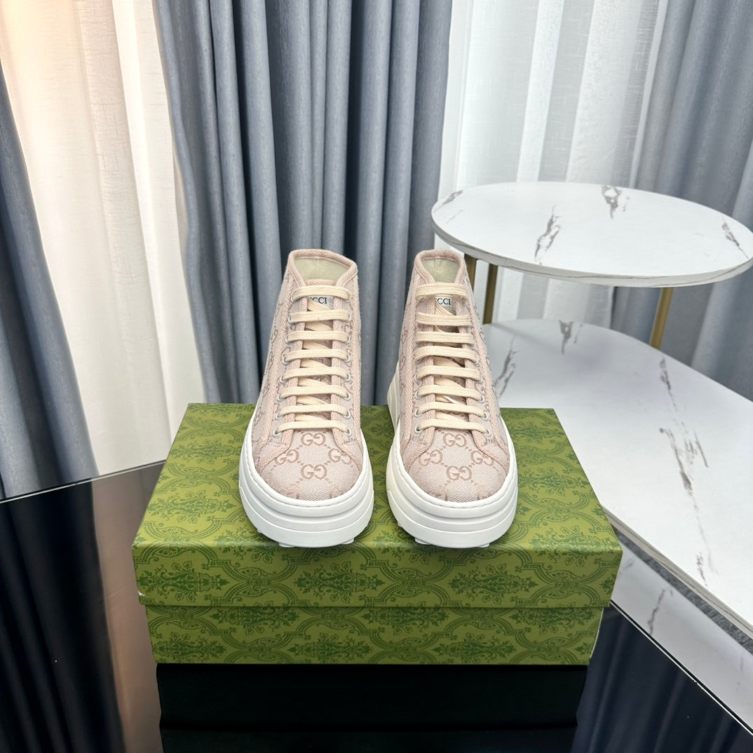 GG HIGH TOP SNEAKER FLATFORM CREAM CANVAS