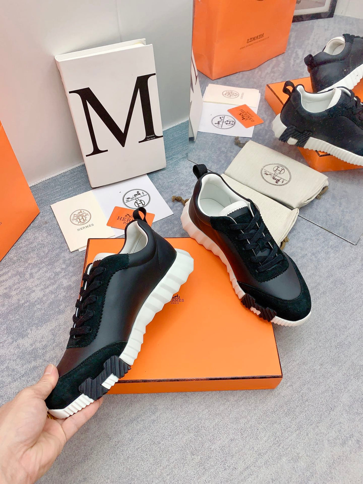 HM Bouncing Sneaker In Black Lambskin 106423