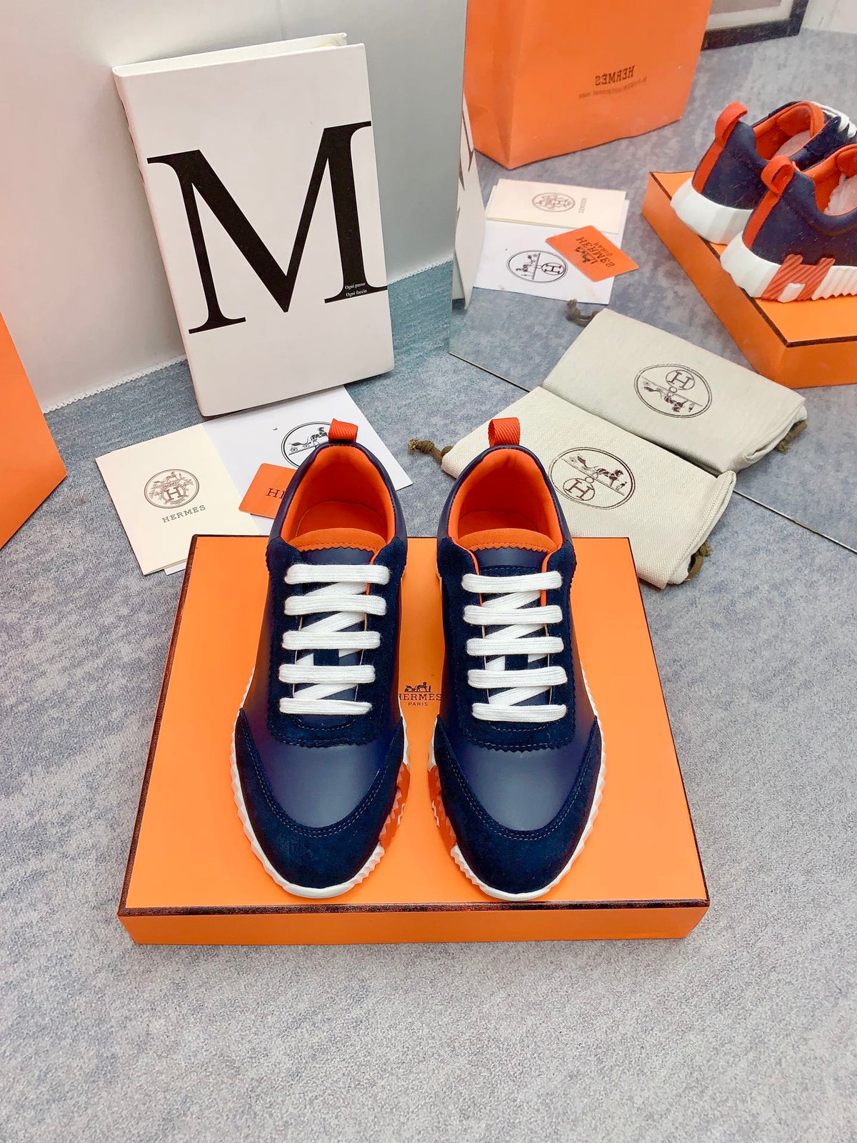 HM Bouncing Sneaker In Navy Blue Lambskin 106425