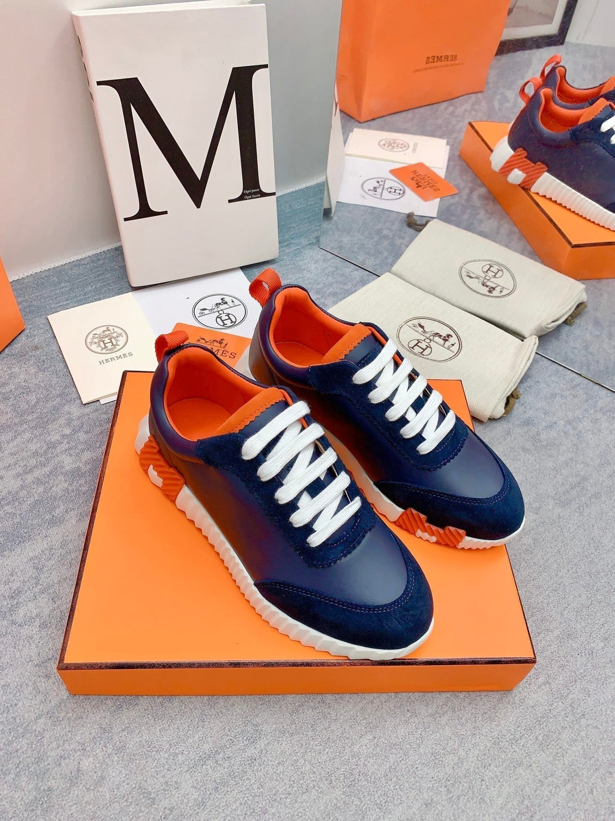 HM Bouncing Sneaker In Navy Blue Lambskin 106425