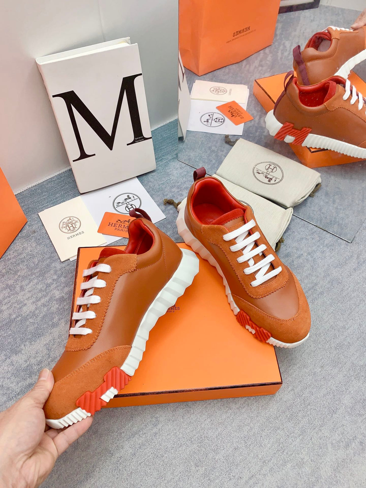 HM Bouncing Sneaker In Brown Lambskin 106427