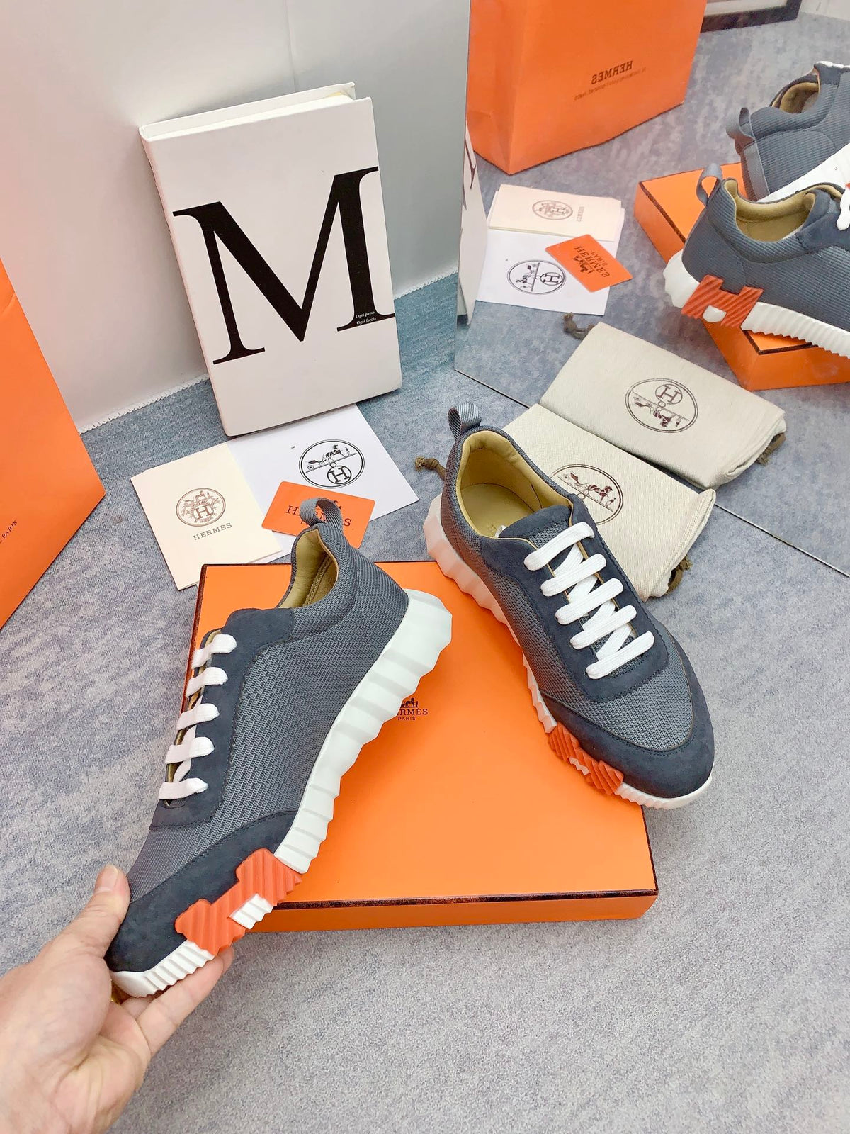 HM Bouncing Sneaker In Dark Grey Mesh Fabric 106461
