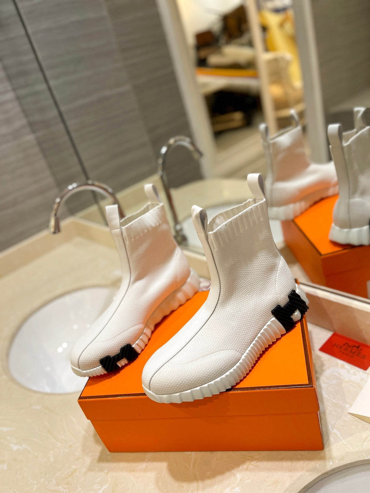 HM Fun Sneaker In White Mesh Fabric And Lambskin 983006