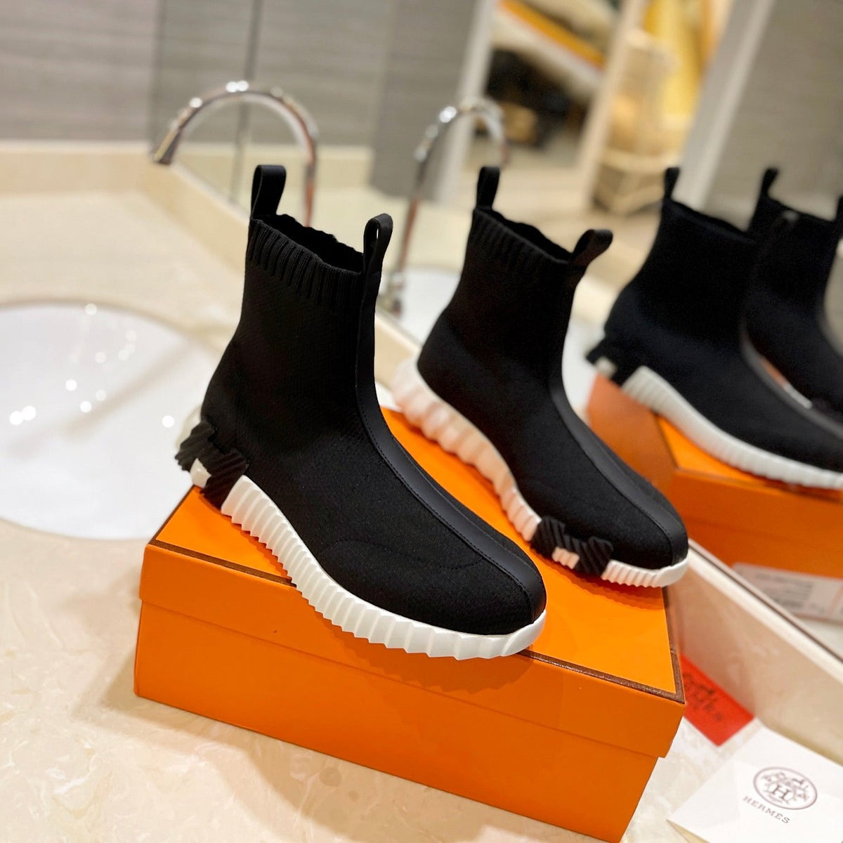 HM Fun Sneaker In Black Mesh Fabric And Lambskin 983010