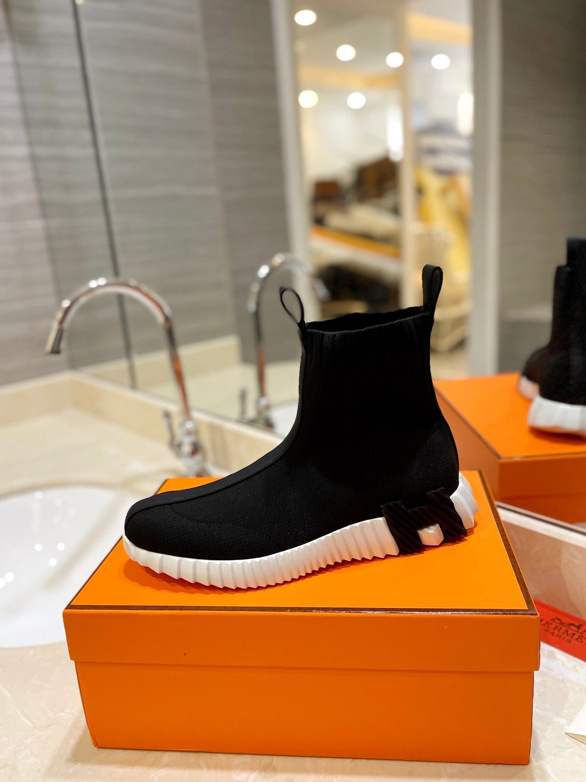 HM Fun Sneaker In Black Mesh Fabric And Lambskin 983010