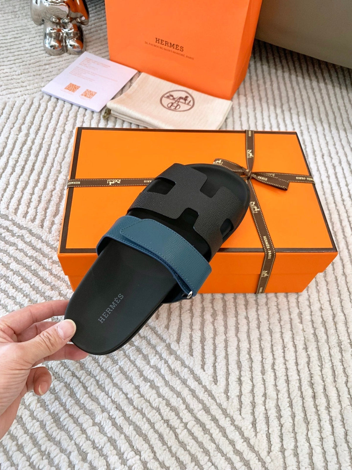 HM Chypre Sandal Black Mix Blue Navy Cowhide 963517