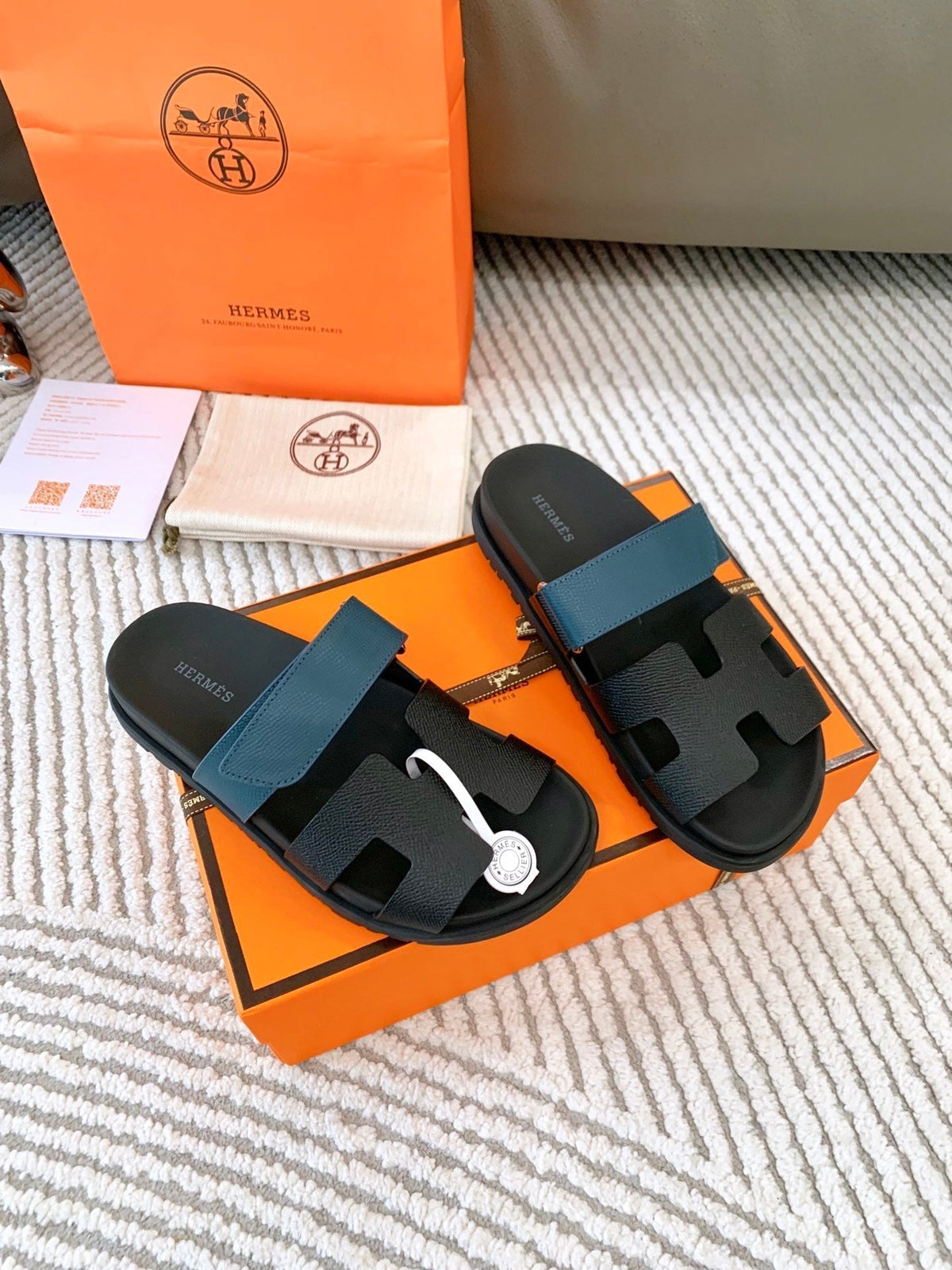 HM Chypre Sandal Black Mix Blue Navy Cowhide 963517