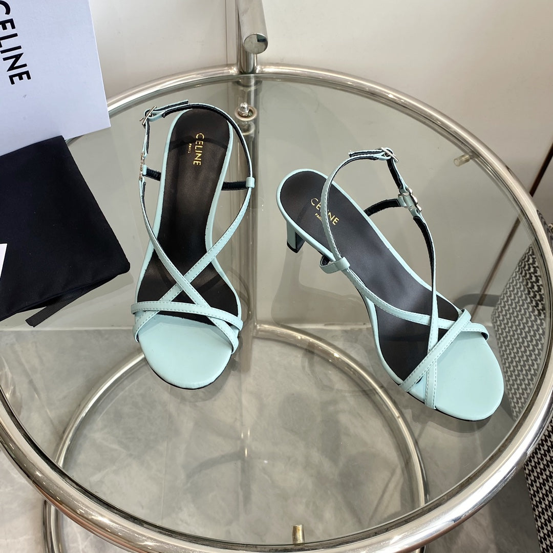 HIGH HEEL SANDAL 65MM IN SKY BLUE CALFSKIN