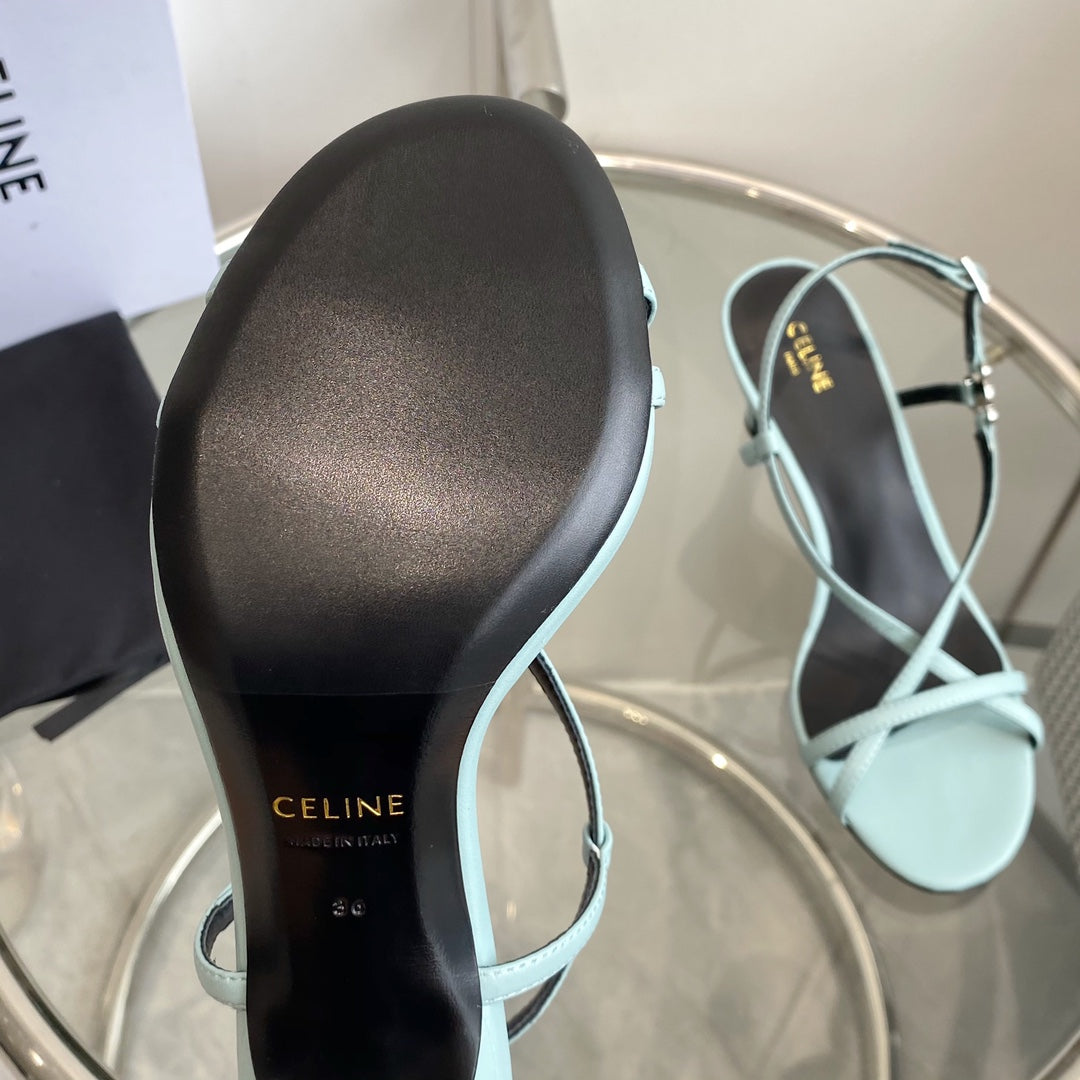 HIGH HEEL SANDAL 65MM IN SKY BLUE CALFSKIN