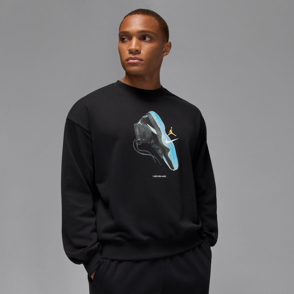 Men's Jordan Brooklyn Fleece Crewneck Sweatshirt - Black/Gamma Blue