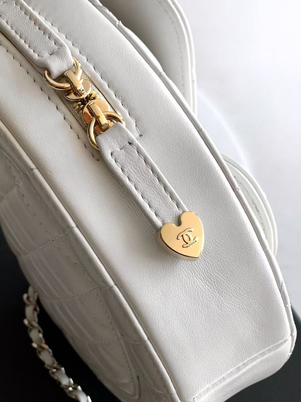 Chanel 2026 Quilted CC In Love Heart Bag White Lambskin