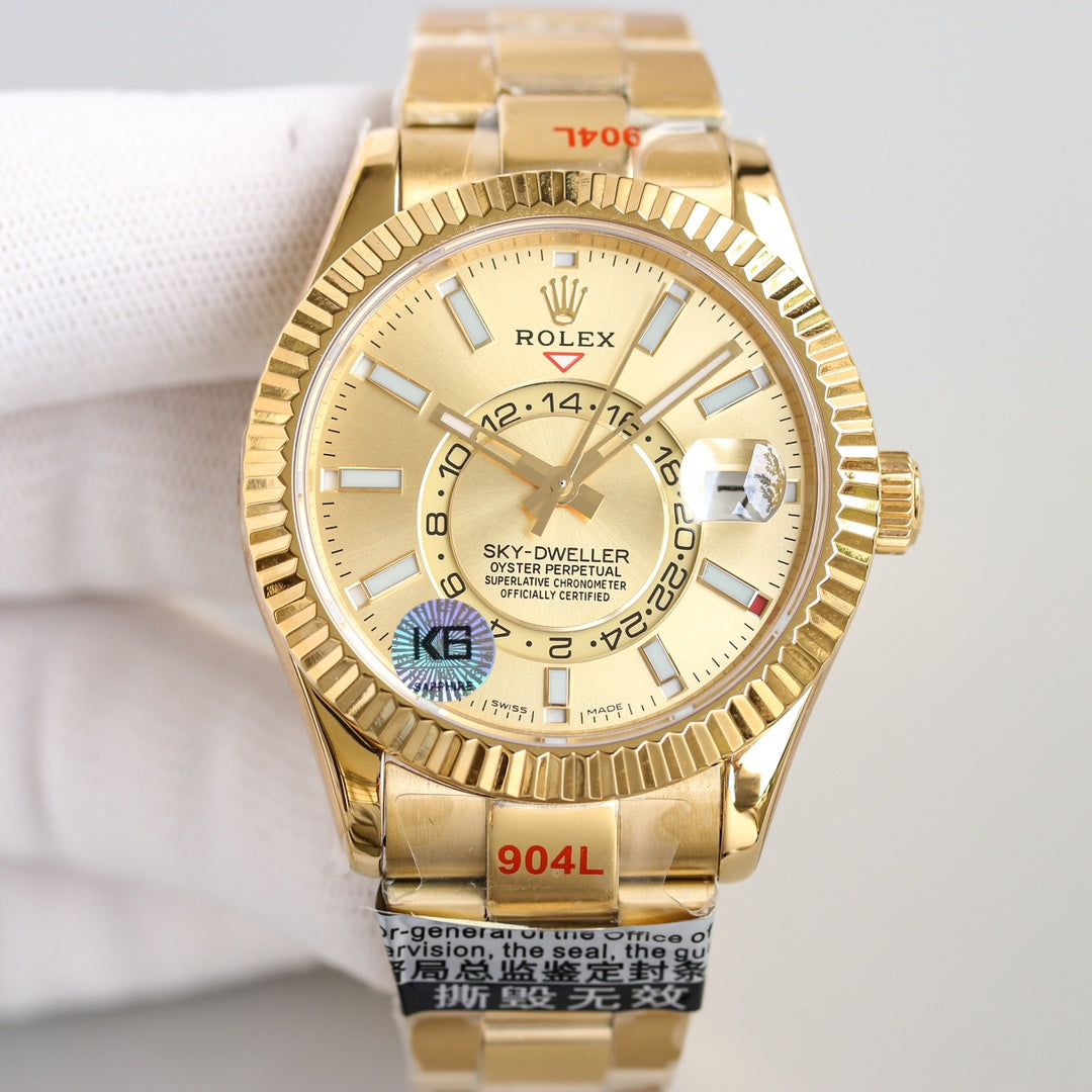 SKY-DWELLER 42MM WHITE DIAL RING COMMAND GOLD OYSTERSTEEL
