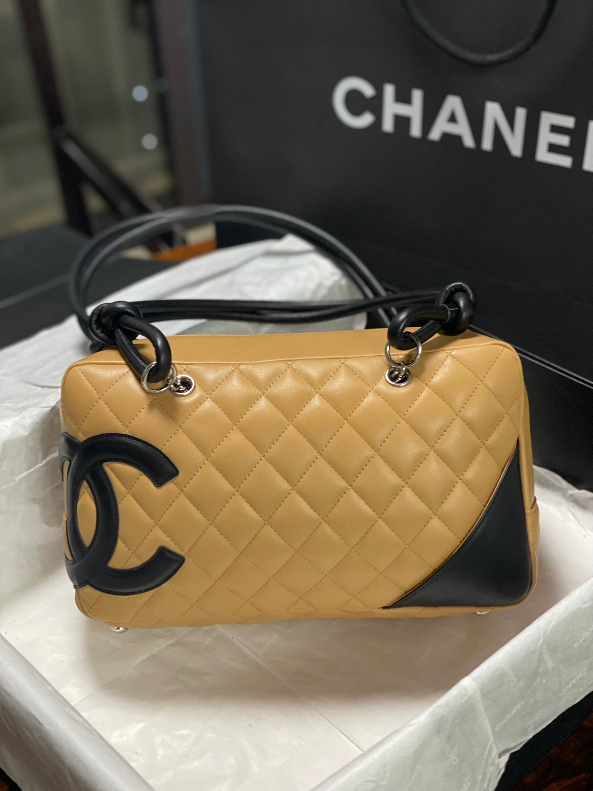 Chanel 2026 Cambon Ligne Bowler Bag 18cm Quilted Leather 348252