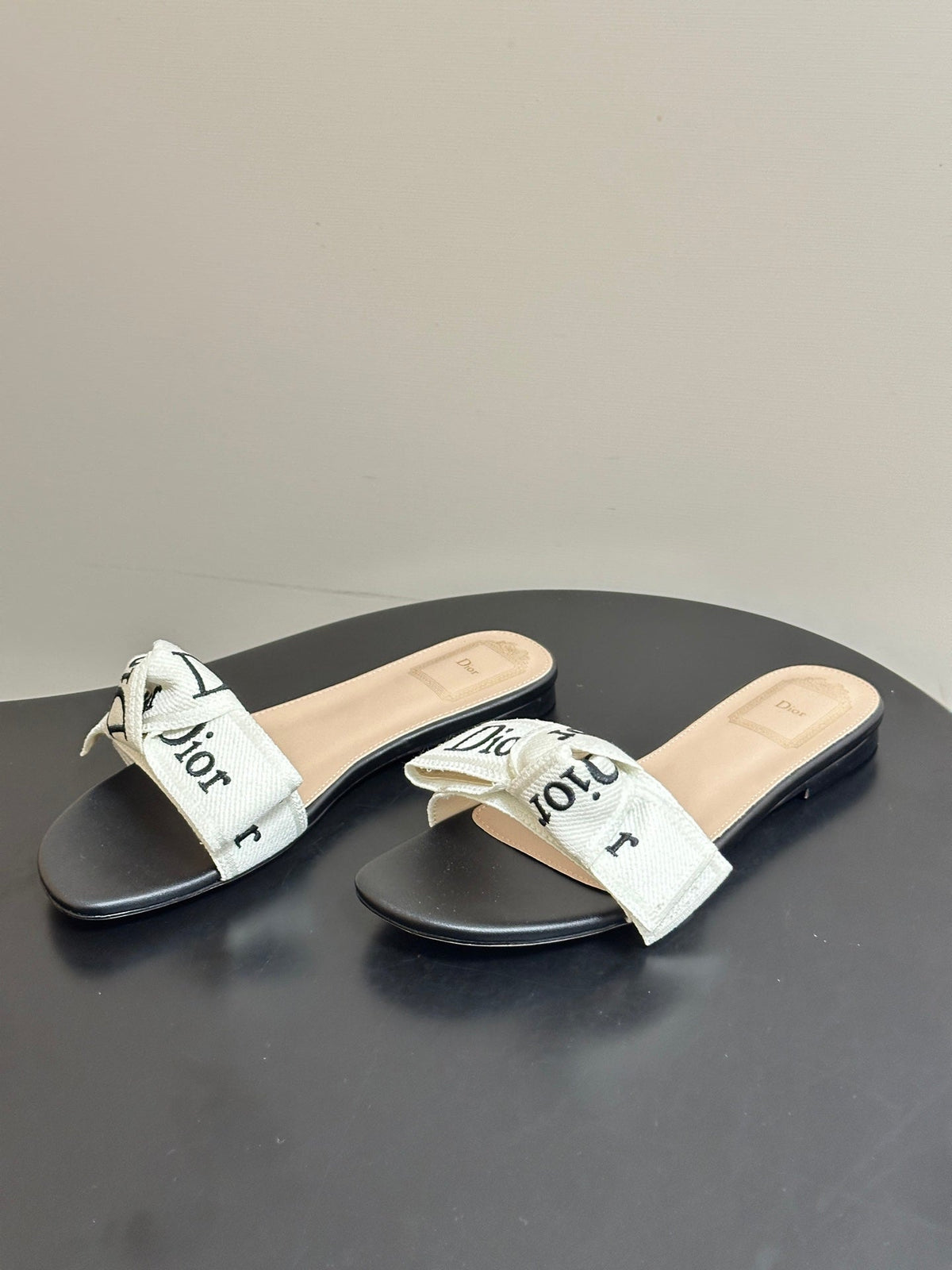 Dior 2026 J'Adior Classic Logo Webbing Bow Flat Sandals Fabric Leather 846993