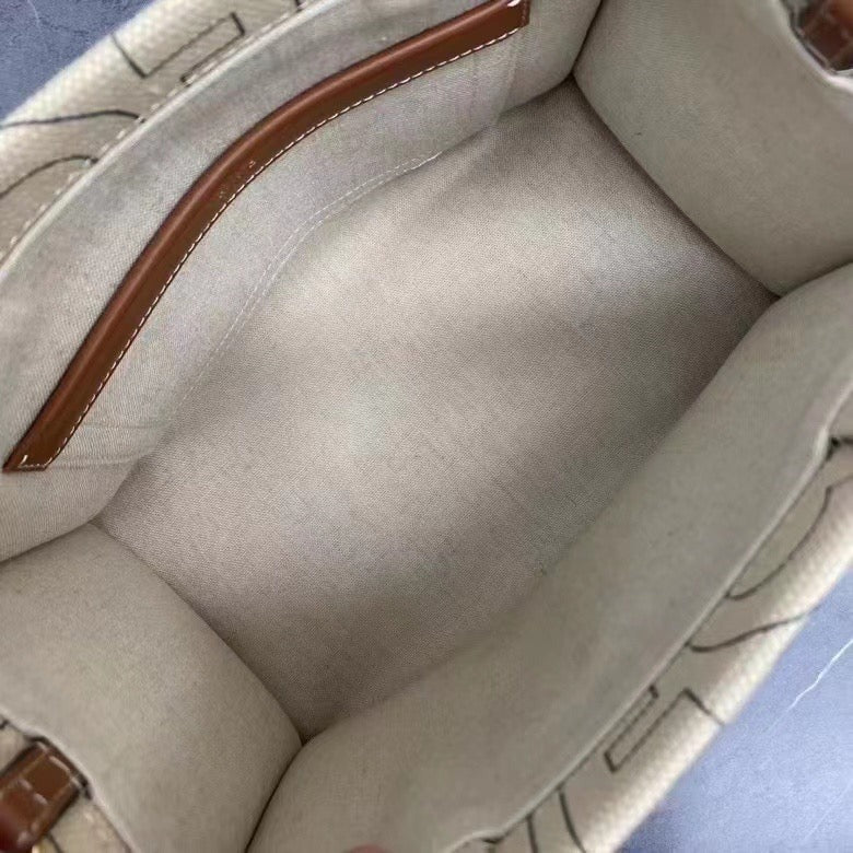 Celine 2026 Cabas Thais Triomphe Printed Tote Bag 26cm Canvas Calfskin 283600