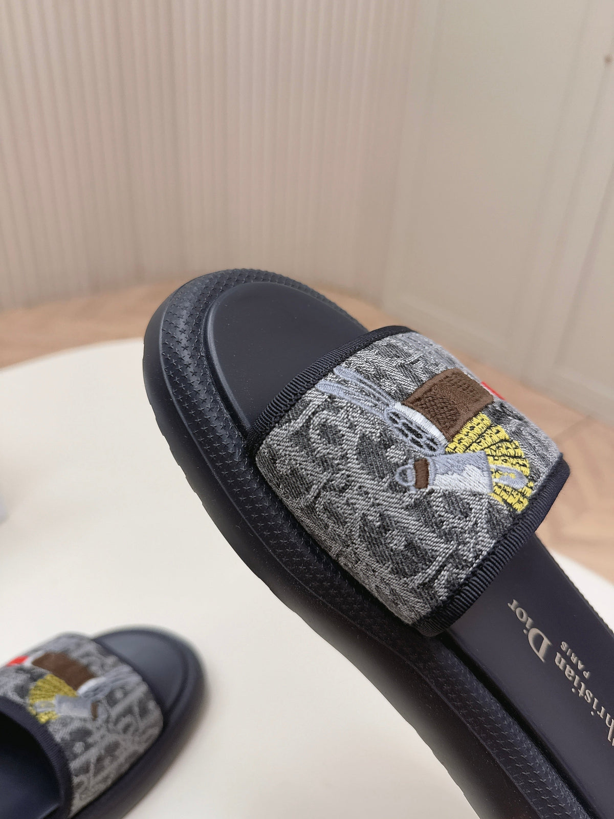 CD 26s Slippers Black Canvas Lambskin 643802