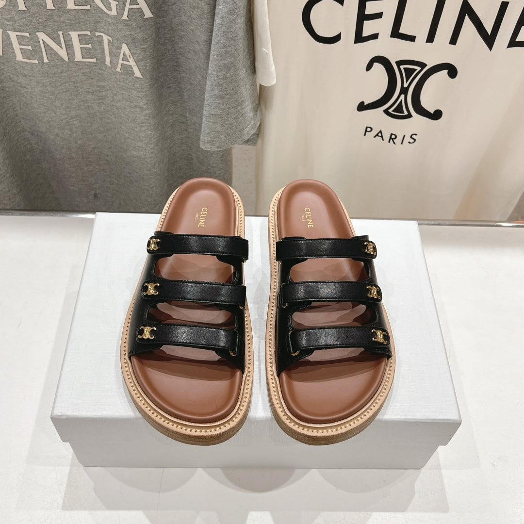 CELINE Dad Sandal Mule Black Cowhide 236753