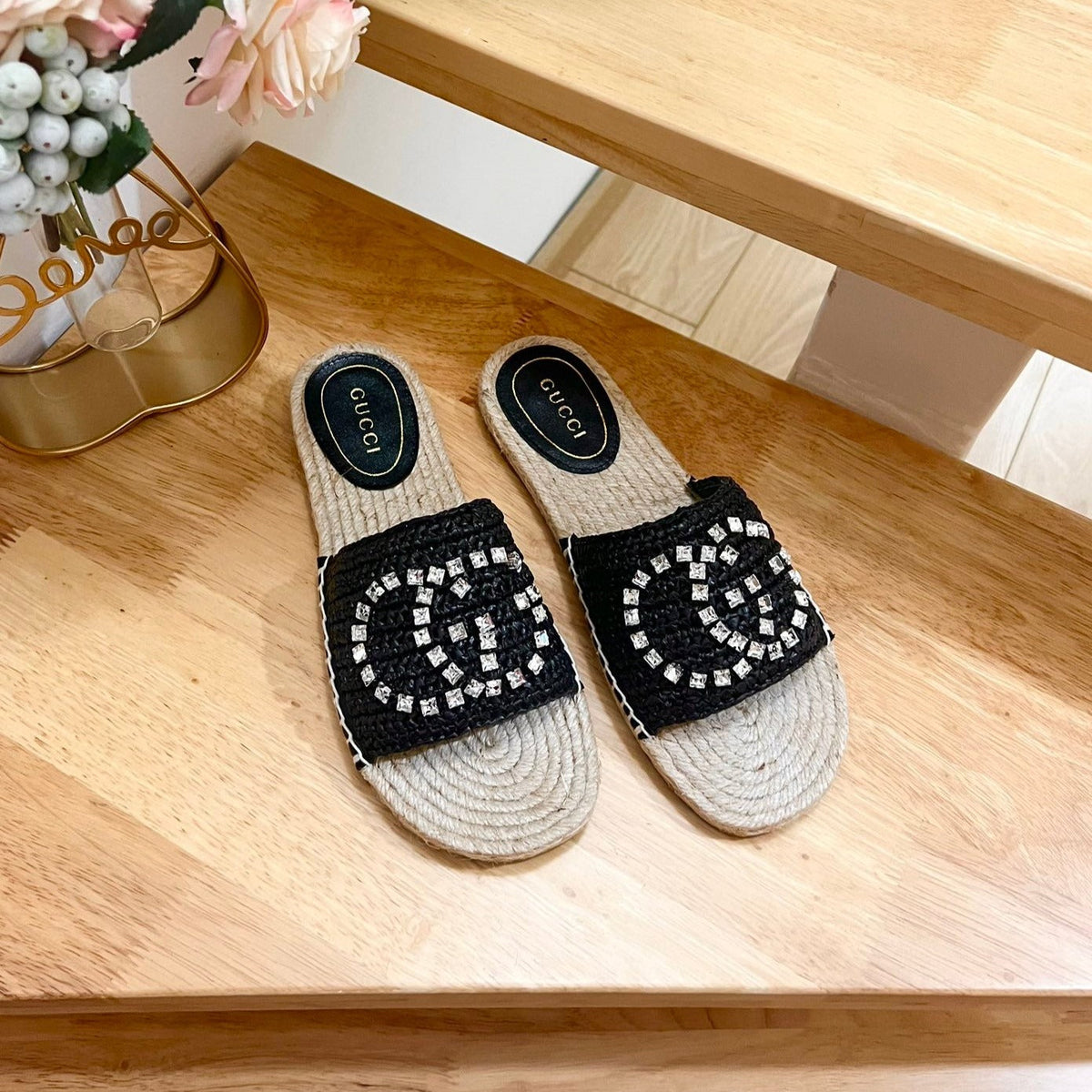 GG Casual Style Logo Sandals Black
