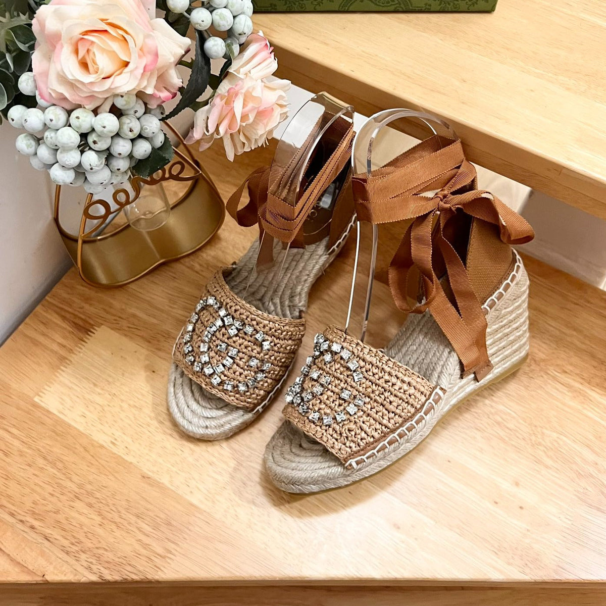 GG Women High Sandal Shoes Brown Caramel