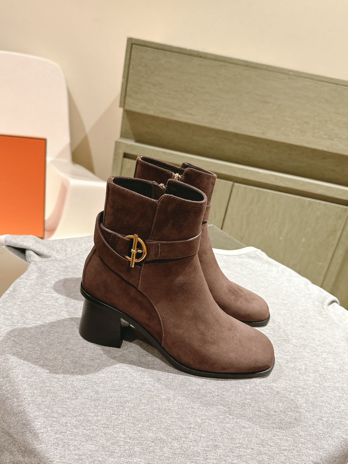 HM Jill Ankle Boot 65mm Brown Chocolate Suede 974680