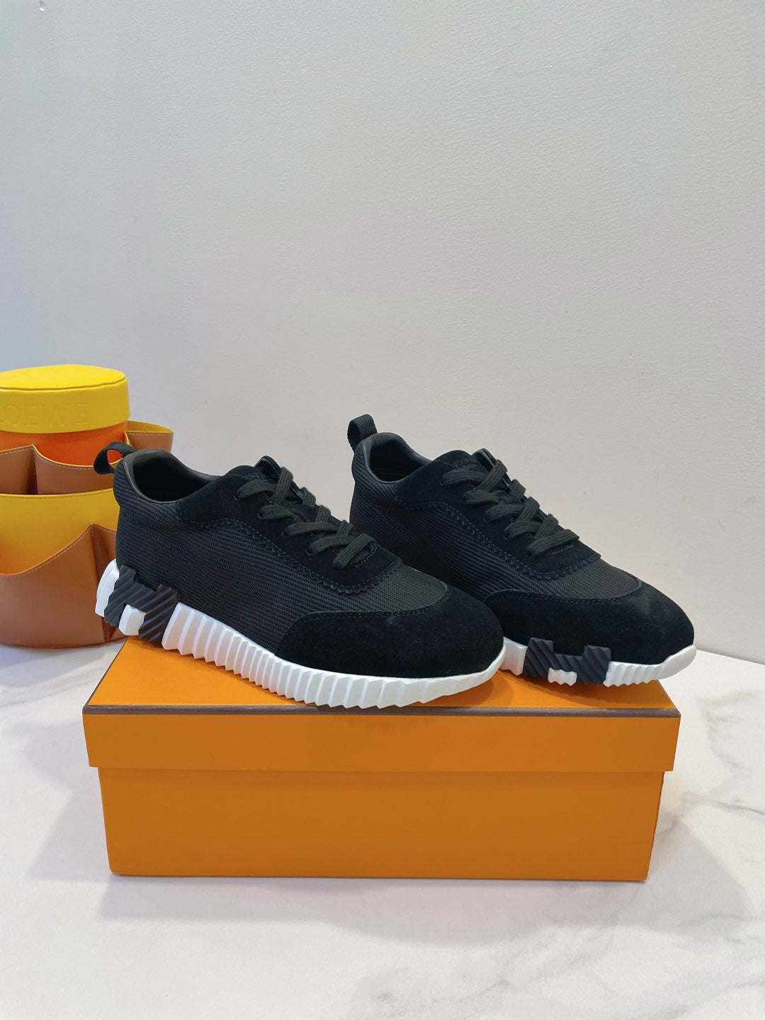 HM Bouncing sneaker Black mix White Fabric with Suede 212277