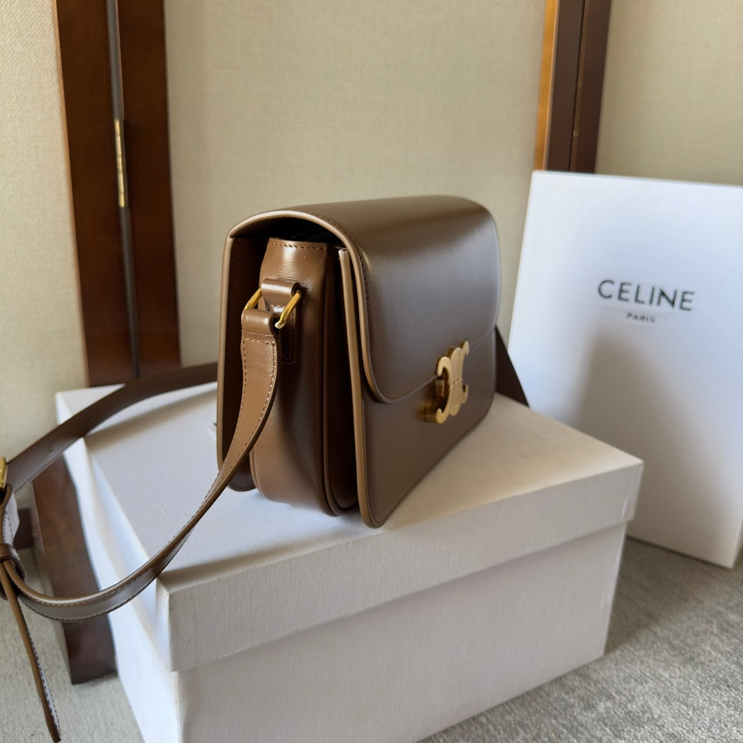 classique triomphe 22 dark brown calfskin gold hardware