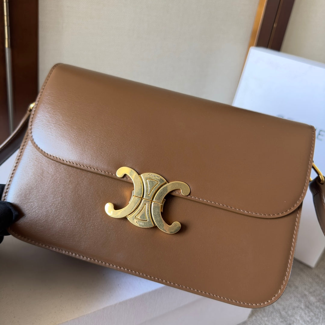 classique triomphe 22 dark brown calfskin gold hardware