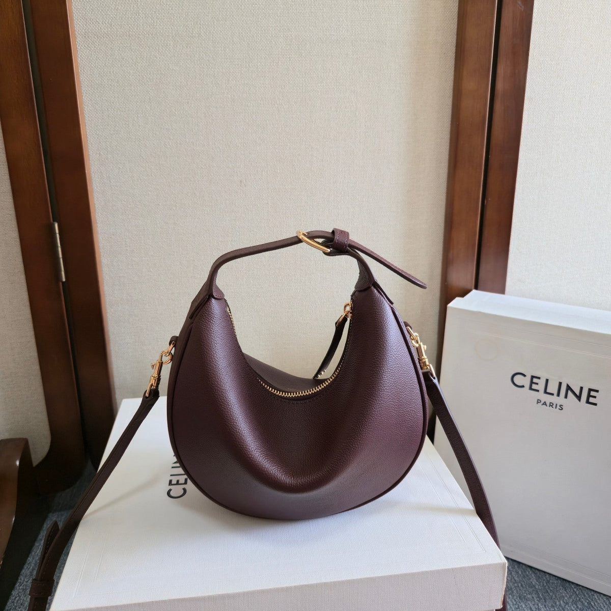 Celine Teen Lulu Bag Deep Burgundy Grained Calfskin