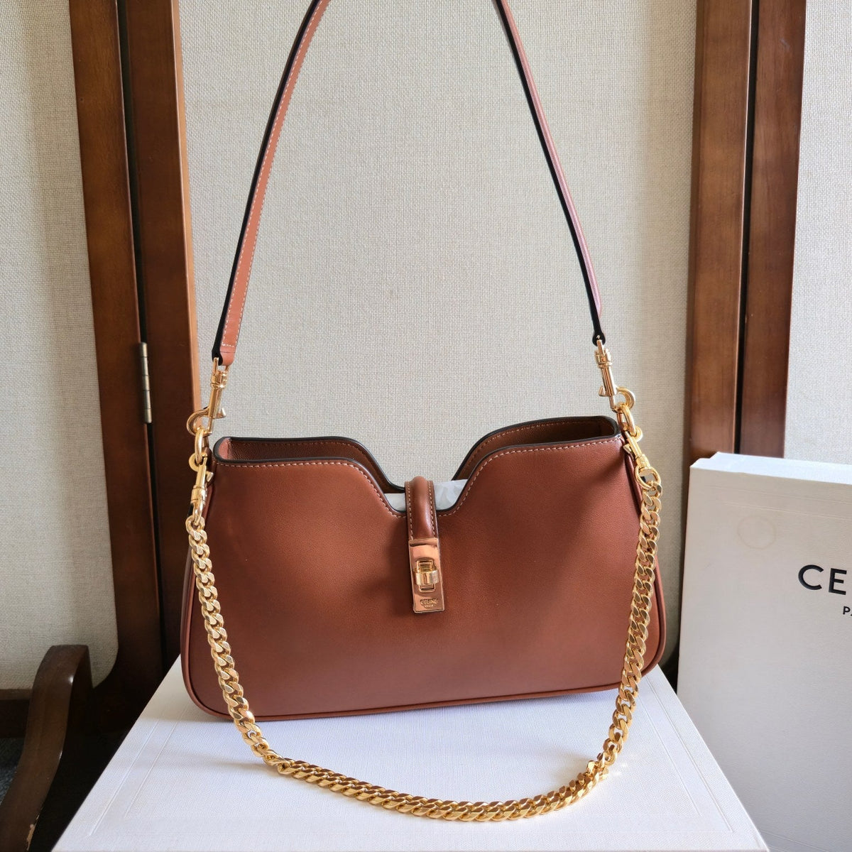 Celine Camille 16 Soft Shoulder Bag Smooth Brown Calfskin