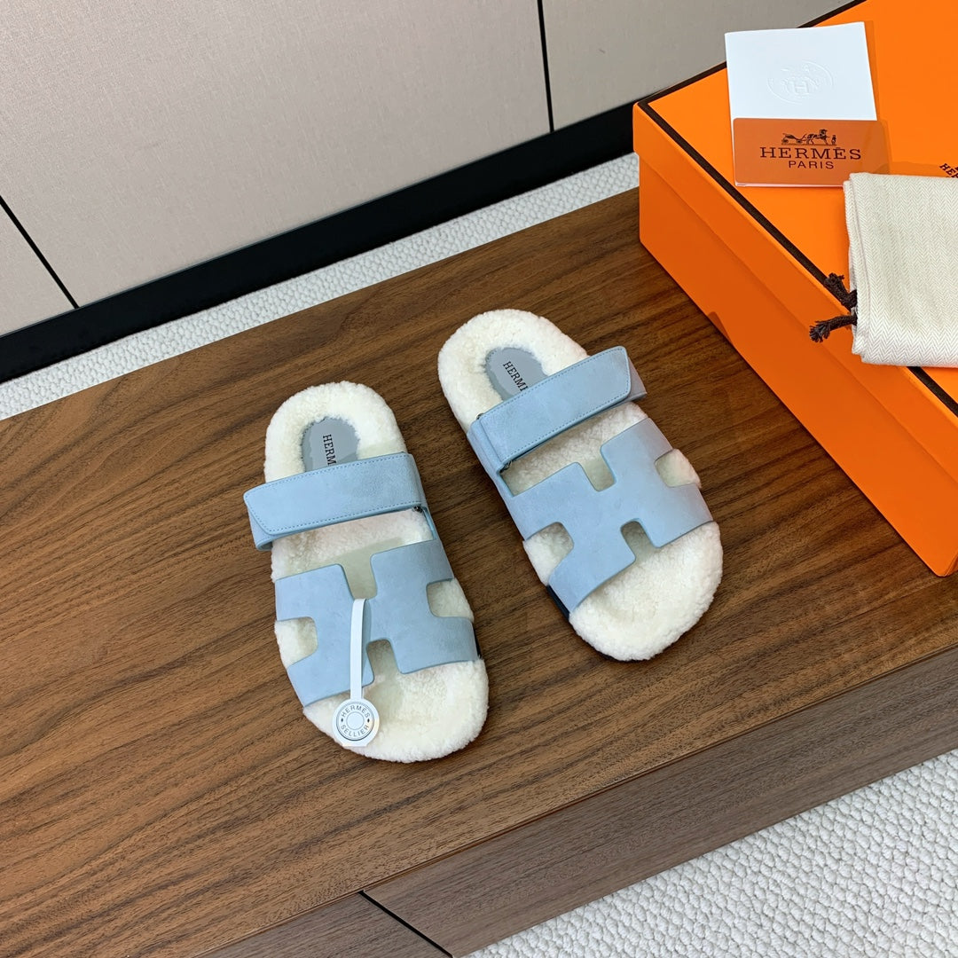 HM Chypre Sandal Cloud Blue Mix White Wool And Cowhide Lining 984208