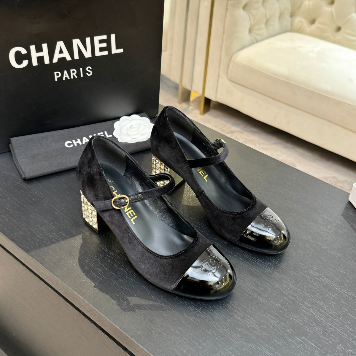 CC 2026 Mary Jane 65 Black Velvet Leather 700642