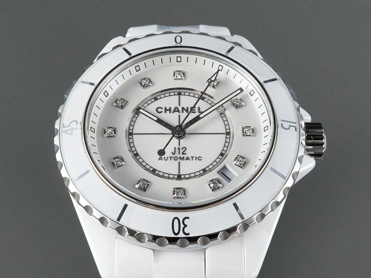 J12 Automatic White Ceramic Diamond Numerals White Dial